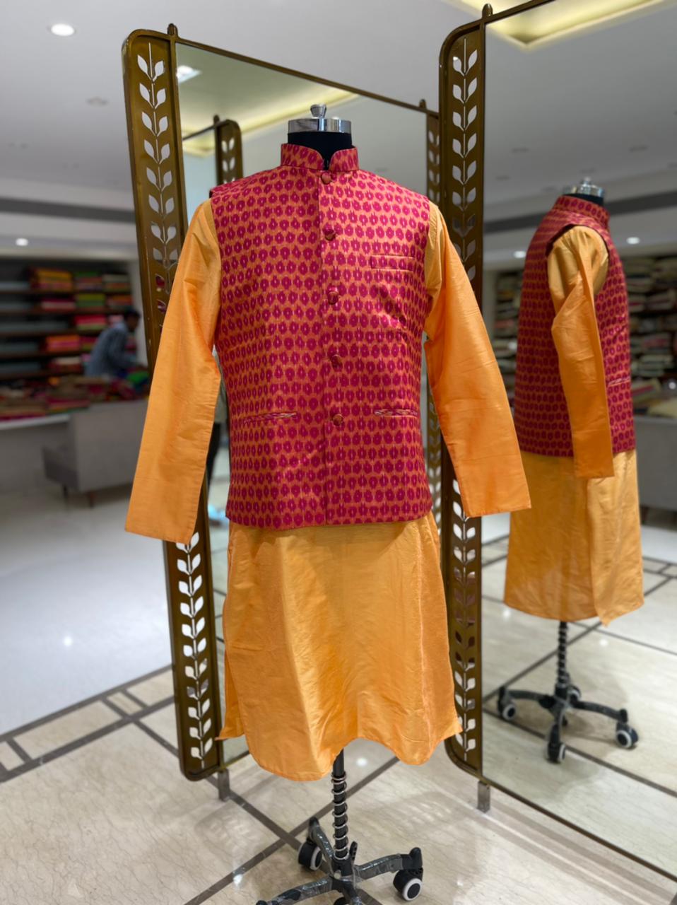 Pure Silk Patola Kurta Jacket – Gauri House