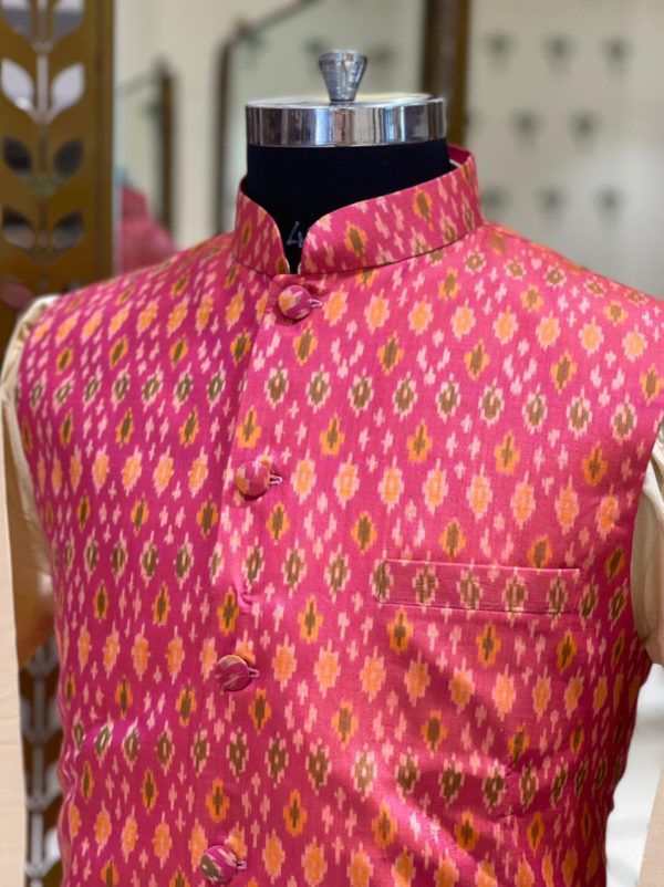 Pure Silk Patola Jacket Kurta Set – Gauri House
